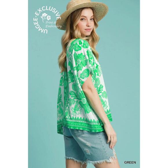 Umgee Floral Oversized Boho Top - Picture 3 of 6